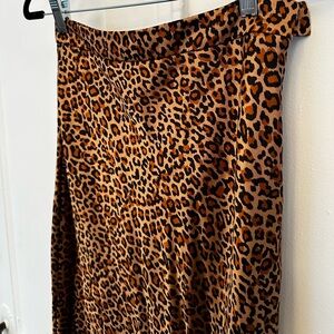 Something Navy Leopard midi skirt